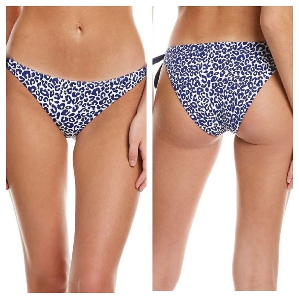 NWT lemlem Halima Side Tie Bikini Bottom Navy & White Sz L